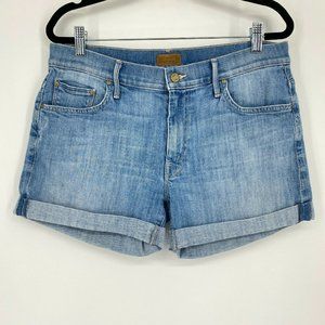 Mother Dropout Cuff Mid Rise Stretch Cotton Denim Short Medium Wash Blue Size 28